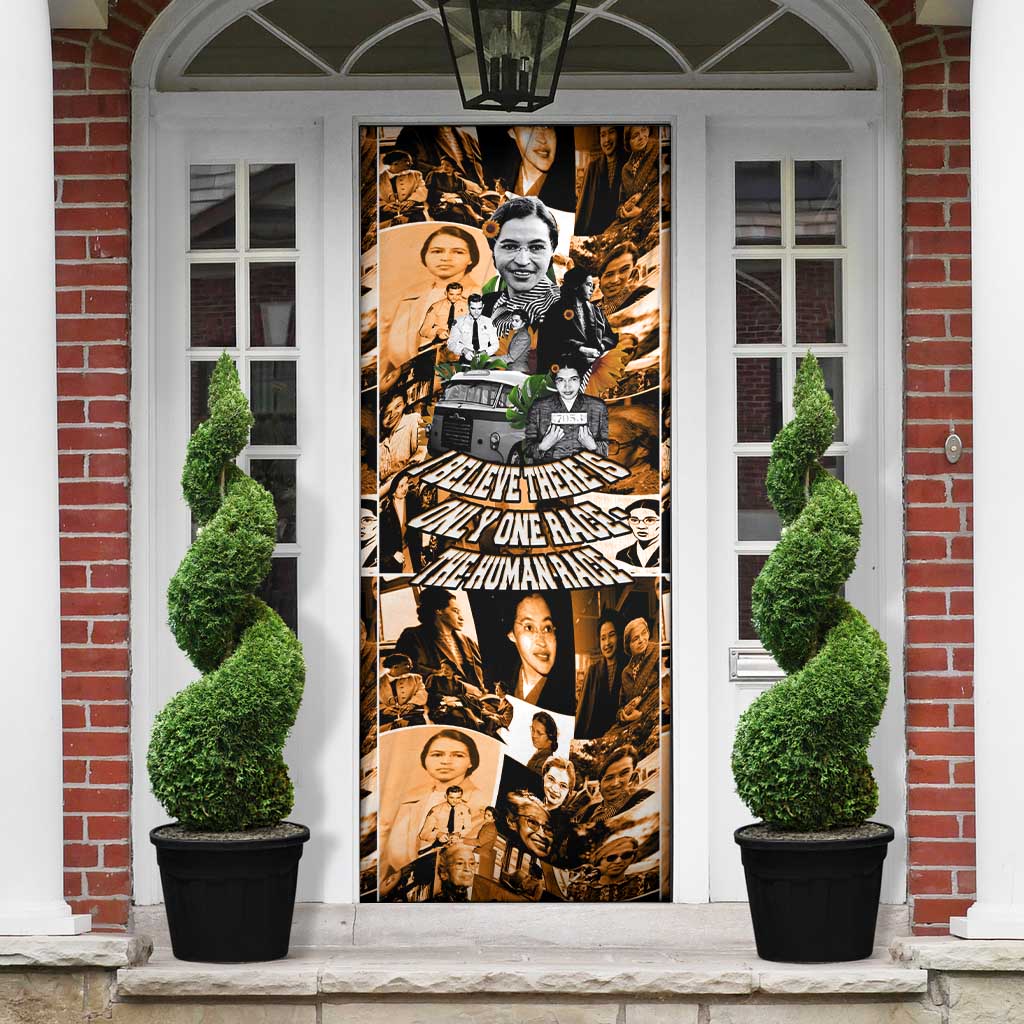 Rosa Parks Door Cover Sepia Collage Design Civil Rights Icon I Believe There Is Only One Race Quote - Wonder Print Shop