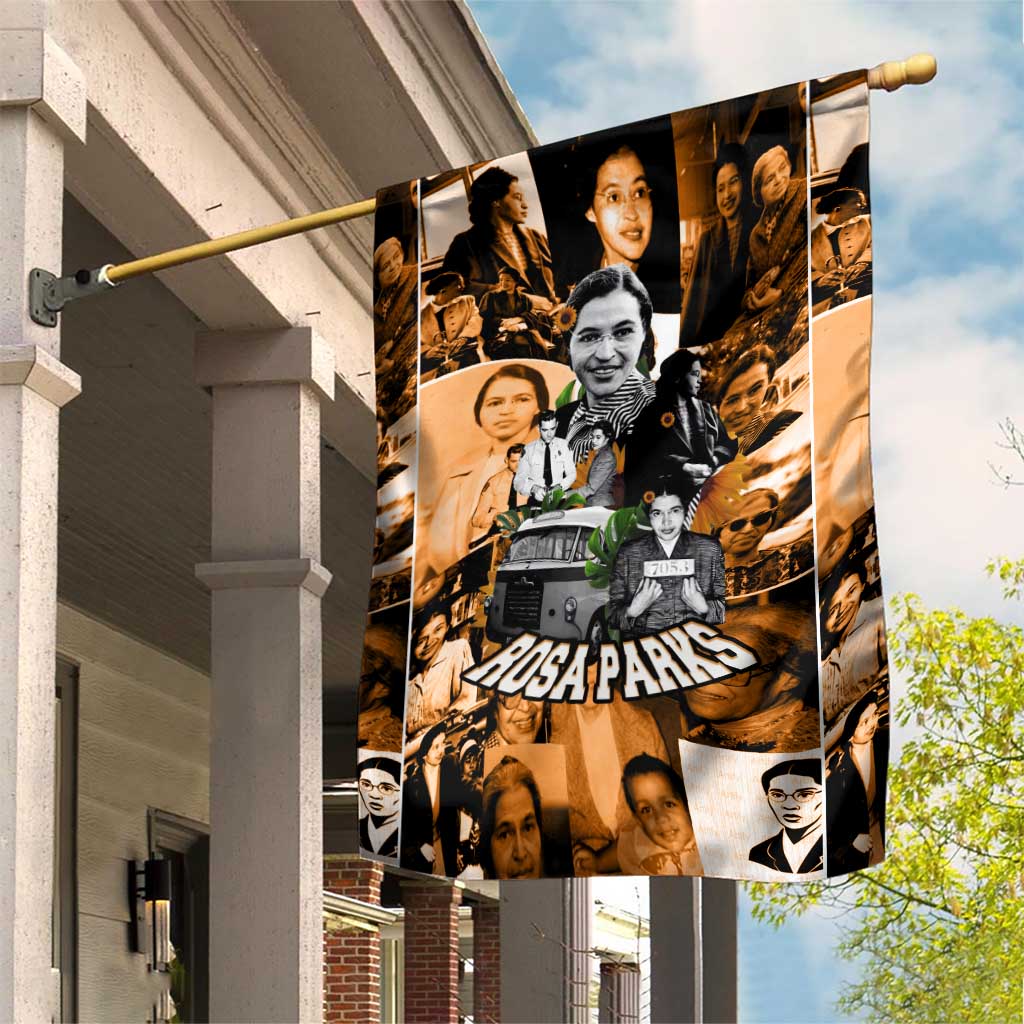 Rosa Parks Garden Flag Sepia Collage Design Civil Rights Icon I Believe There Is Only One Race Quote - Wonder Print Shop
