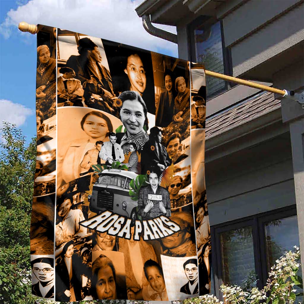 Rosa Parks Garden Flag Sepia Collage Design Civil Rights Icon I Believe There Is Only One Race Quote - Wonder Print Shop