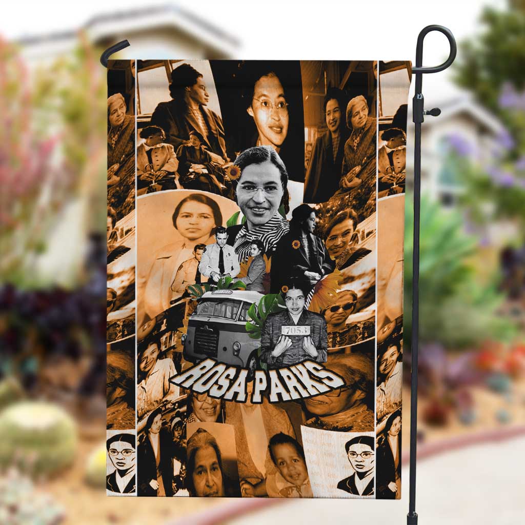Rosa Parks Garden Flag Sepia Collage Design Civil Rights Icon I Believe There Is Only One Race Quote - Wonder Print Shop