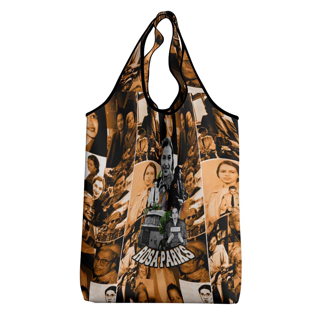 Rosa Parks Grocery Bag Sepia Collage Design Civil Rights Icon I Believe There Is Only One Race Quote - Wonder Print Shop