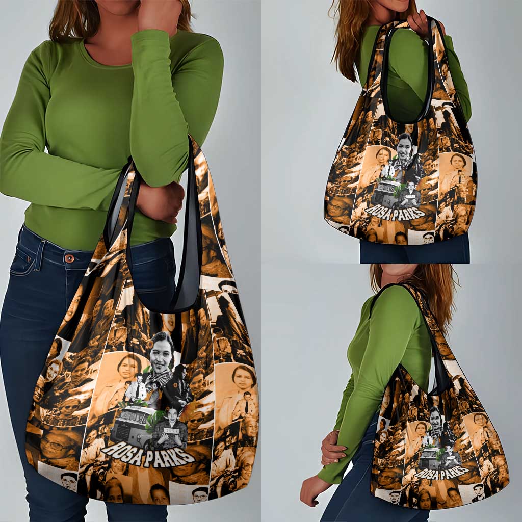 Rosa Parks Grocery Bag Sepia Collage Design Civil Rights Icon I Believe There Is Only One Race Quote - Wonder Print Shop