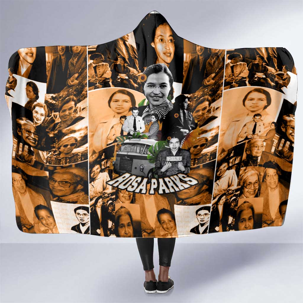 Rosa Parks Hooded Blanket Sepia Collage Design Civil Rights Icon I Believe There Is Only One Race Quote - Wonder Print Shop