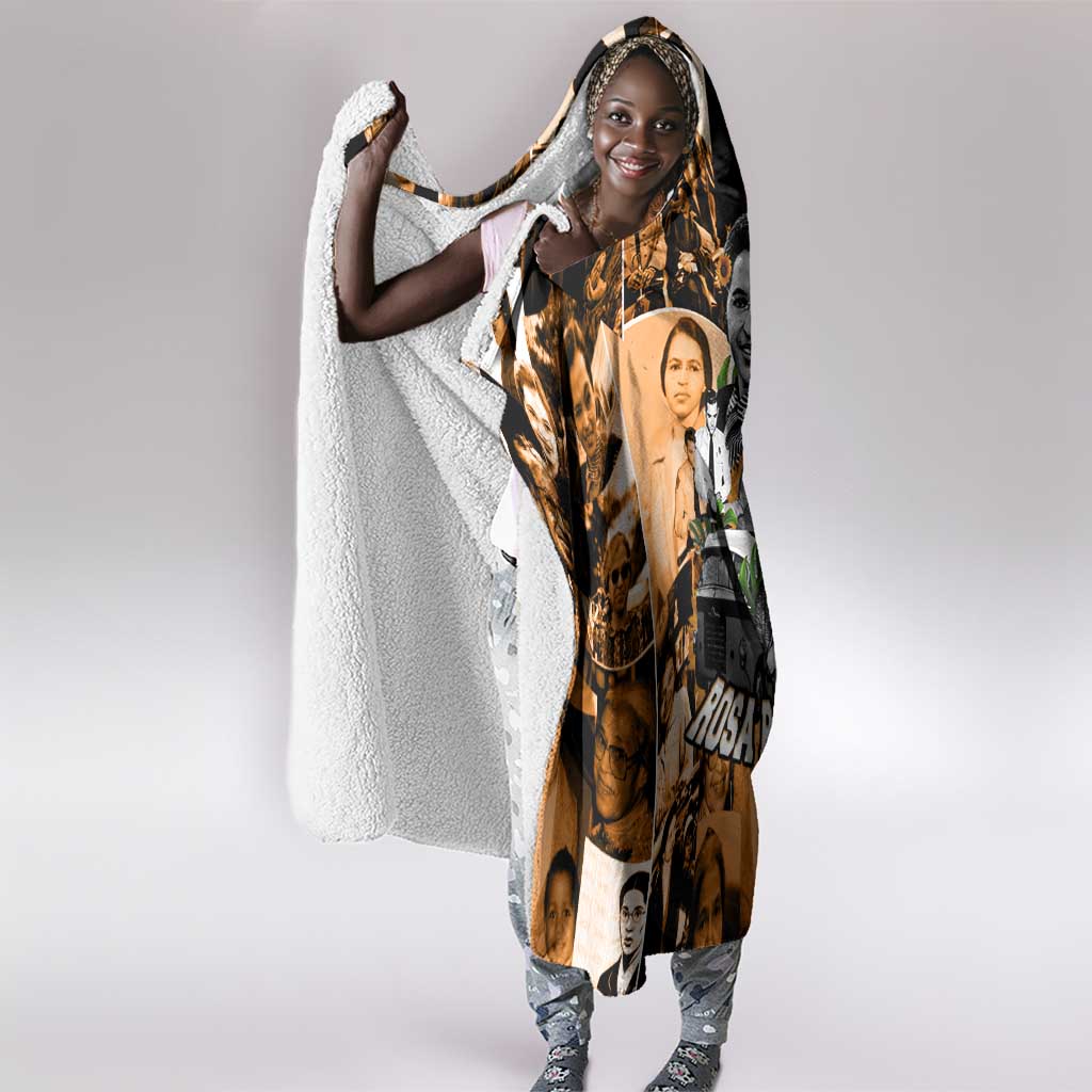 Rosa Parks Hooded Blanket Sepia Collage Design Civil Rights Icon I Believe There Is Only One Race Quote - Wonder Print Shop