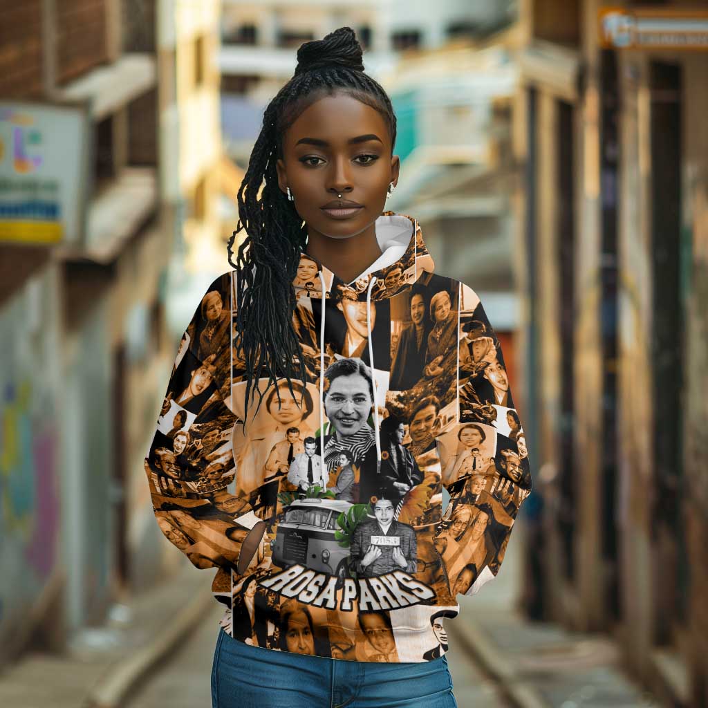 Rosa Parks Hoodie Sepia Collage Design Civil Rights Icon I Believe There Is Only One Race Quote - Wonder Print Shop