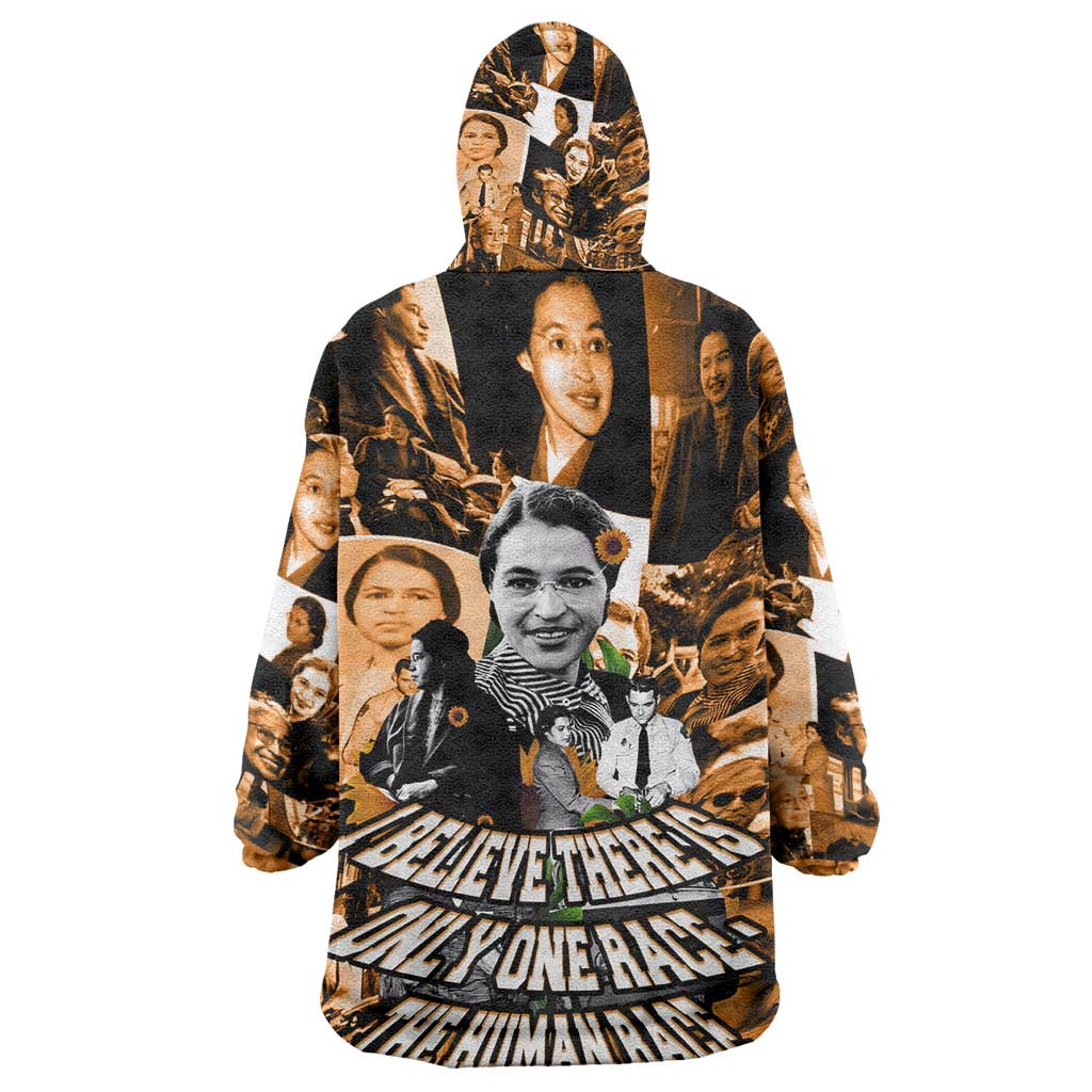 Rosa Parks Kid Wearable Blanket Hoodie Sepia Collage Design Civil Rights Icon I Believe There Is Only One Race Quote - Wonder Print Shop