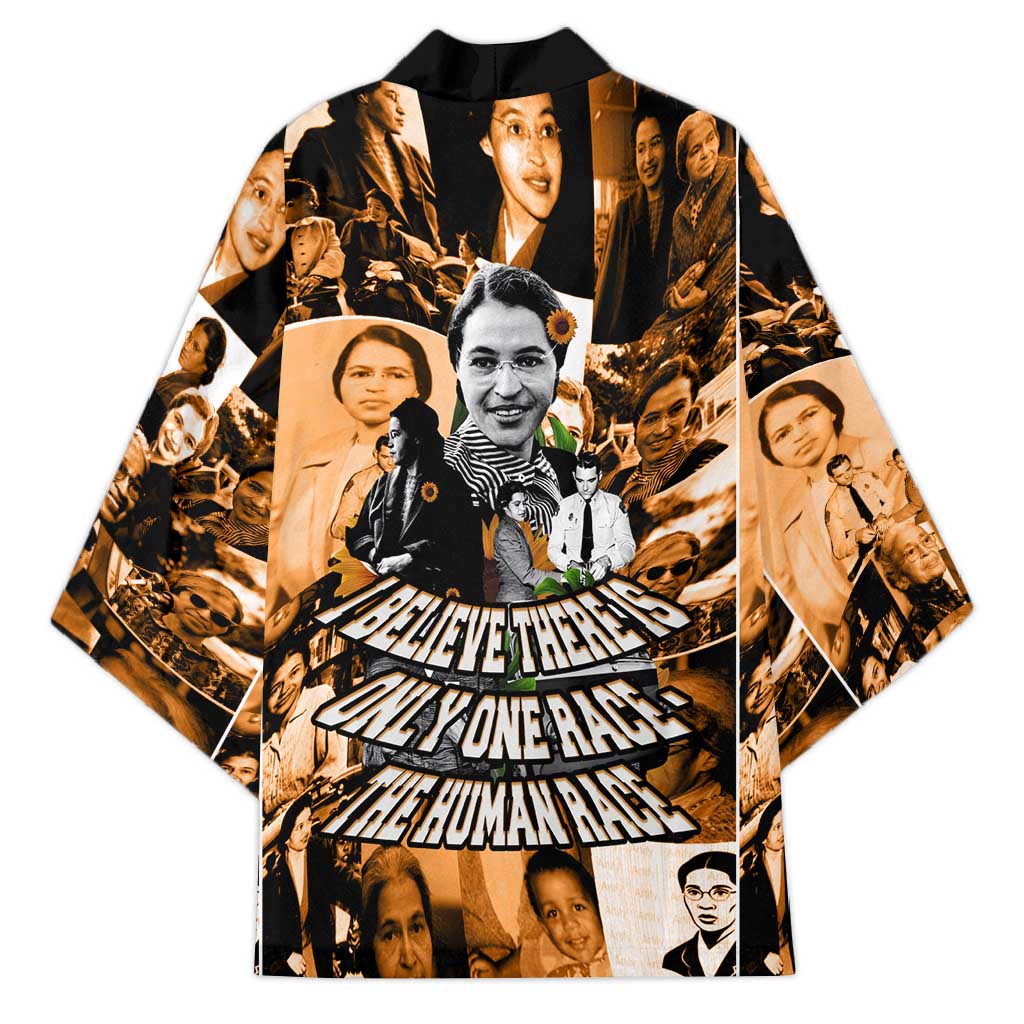 Rosa Parks Kimono Sepia Collage Design Civil Rights Icon I Believe There Is Only One Race Quote - Wonder Print Shop