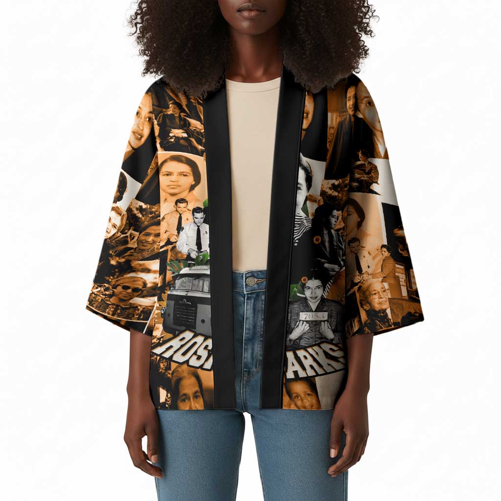 Rosa Parks Kimono Sepia Collage Design Civil Rights Icon I Believe There Is Only One Race Quote - Wonder Print Shop