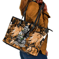 Rosa Parks Leather Tote Bag Sepia Collage Design Civil Rights Icon I Believe There Is Only One Race Quote - Wonder Print Shop