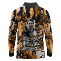 Rosa Parks Long Sleeve Polo Shirt Sepia Collage Design Civil Rights Icon I Believe There Is Only One Race Quote - Wonder Print Shop