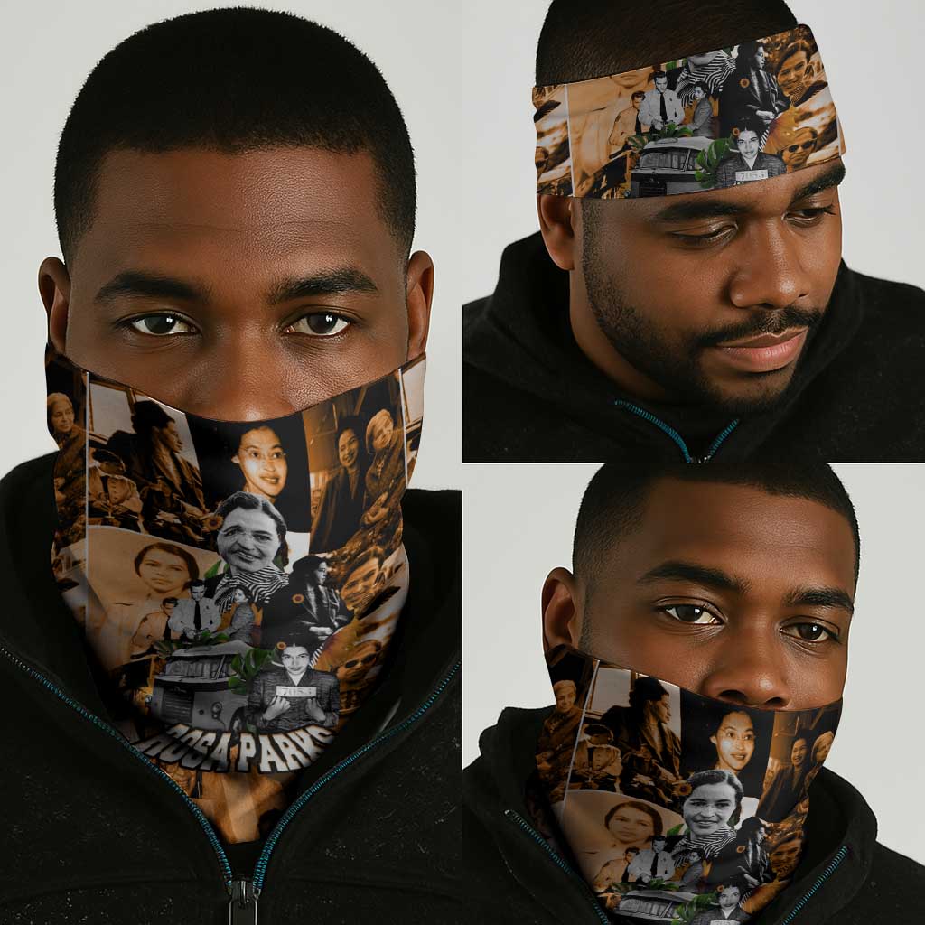Rosa Parks Neck Gaiter Sepia Collage Design Civil Rights Icon I Believe There Is Only One Race Quote - Wonder Print Shop