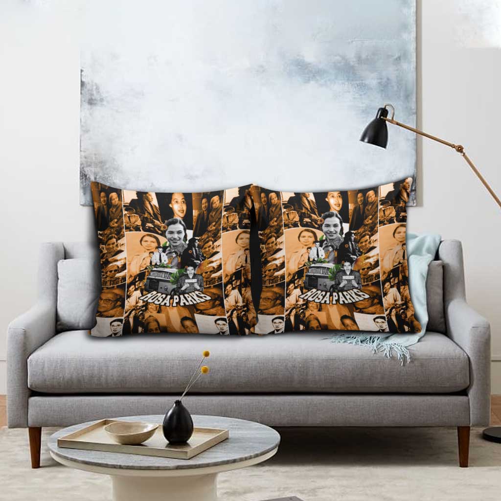 Rosa Parks Pillow Cover Sepia Collage Design Civil Rights Icon I Believe There Is Only One Race Quote - Wonder Print Shop