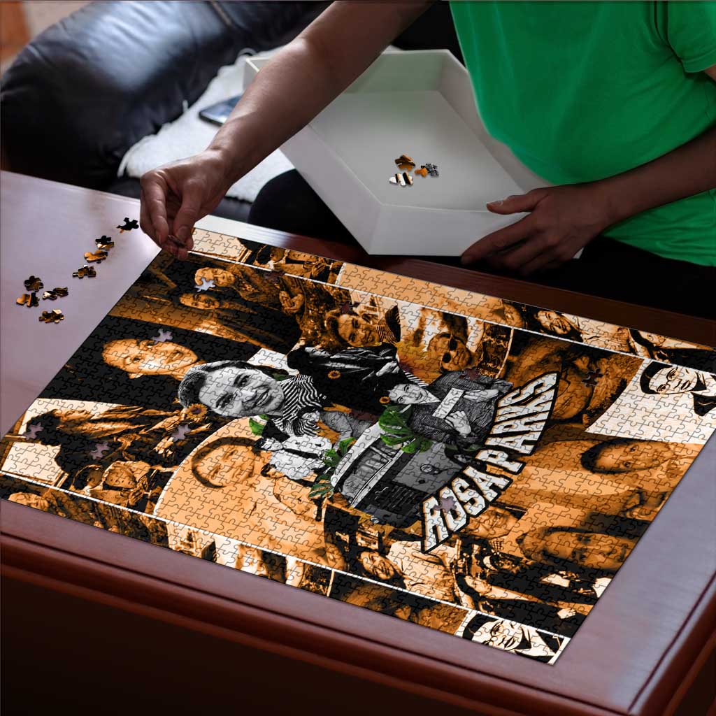 Rosa Parks Puzzle Sepia Collage Design Civil Rights Icon I Believe There Is Only One Race Quote - Wonder Print Shop