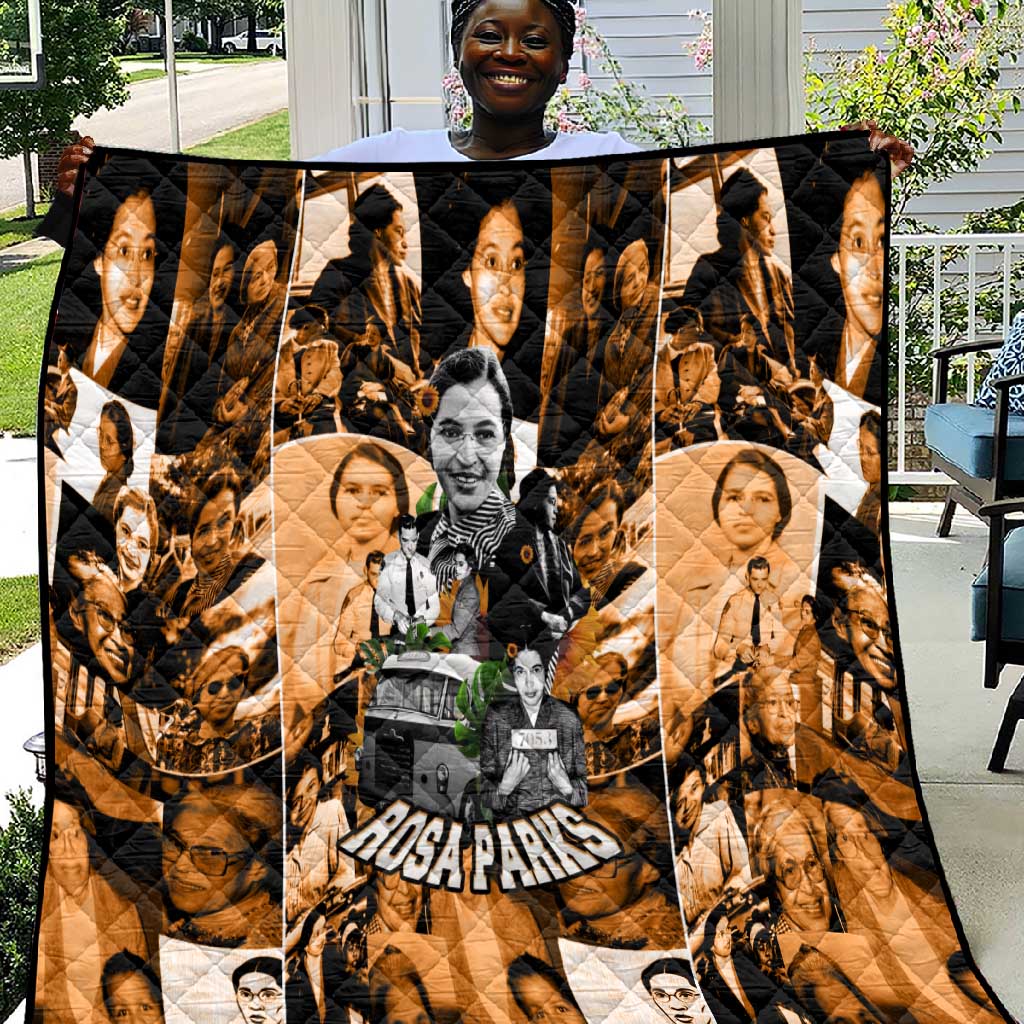 Rosa Parks Quilt Sepia Collage Design Civil Rights Icon I Believe There Is Only One Race Quote - Wonder Print Shop