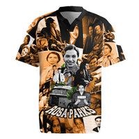 Rosa Parks Rugby Jersey Sepia Collage Design Civil Rights Icon I Believe There Is Only One Race Quote TS04