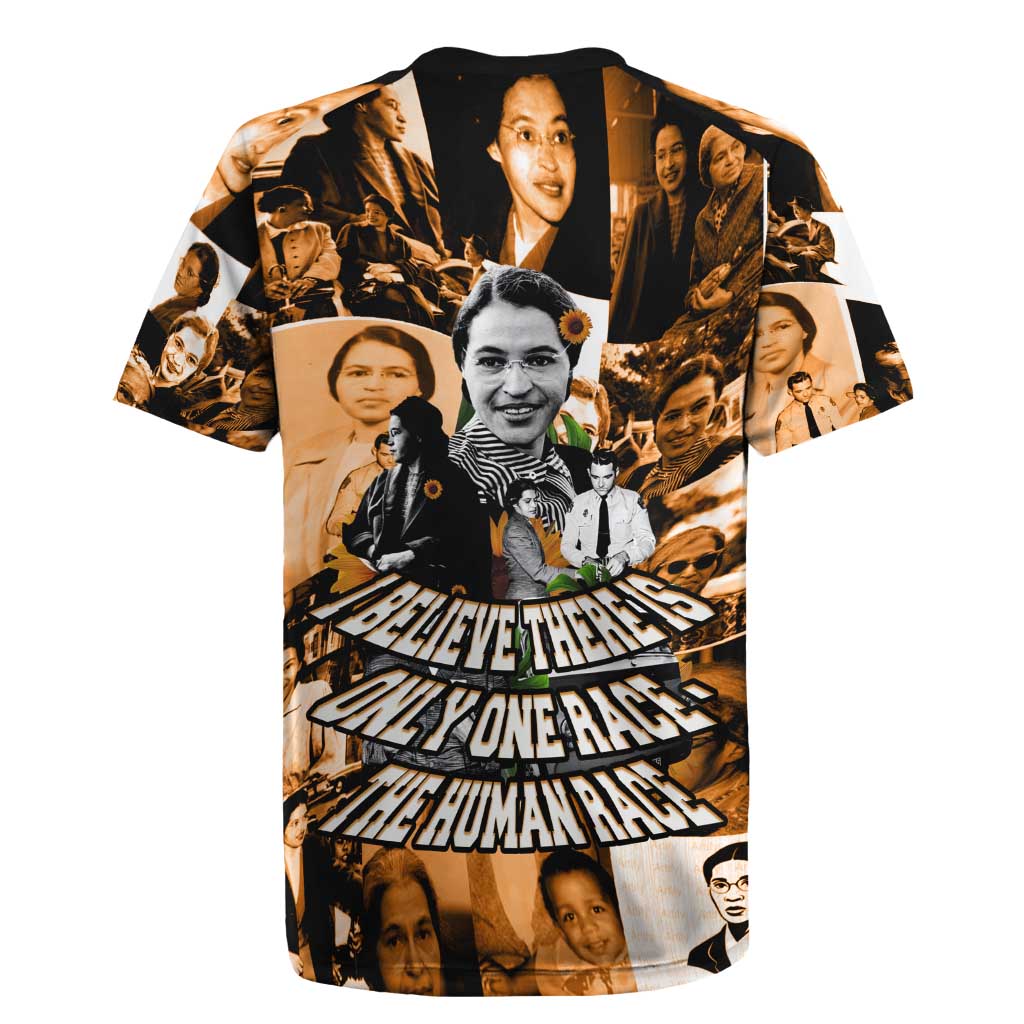 Rosa Parks Rugby Jersey Sepia Collage Design Civil Rights Icon I Believe There Is Only One Race Quote TS04