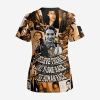 Rosa Parks Scrub Top Sepia Collage Design Civil Rights Icon I Believe There Is Only One Race Quote - Wonder Print Shop