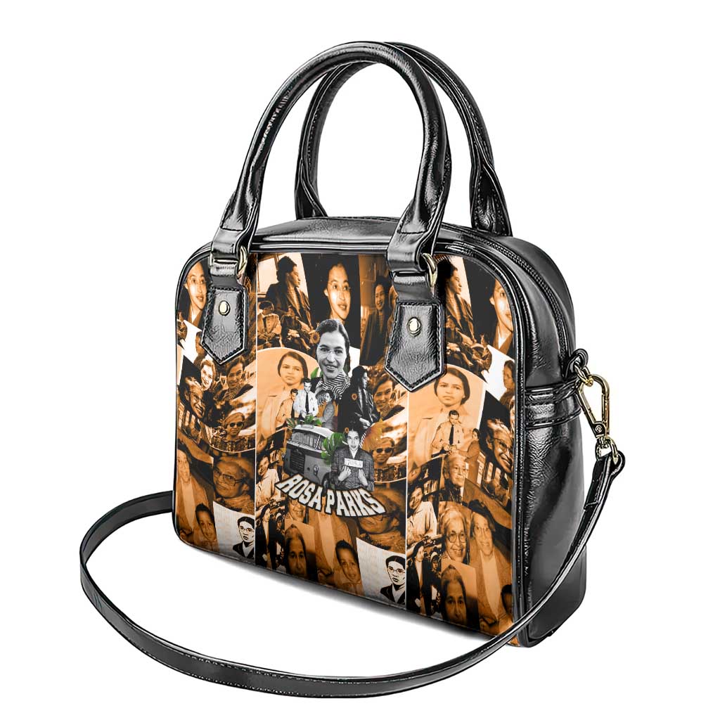 Rosa Parks Shoulder Handbag Sepia Collage Design Civil Rights Icon I Believe There Is Only One Race Quote - Wonder Print Shop