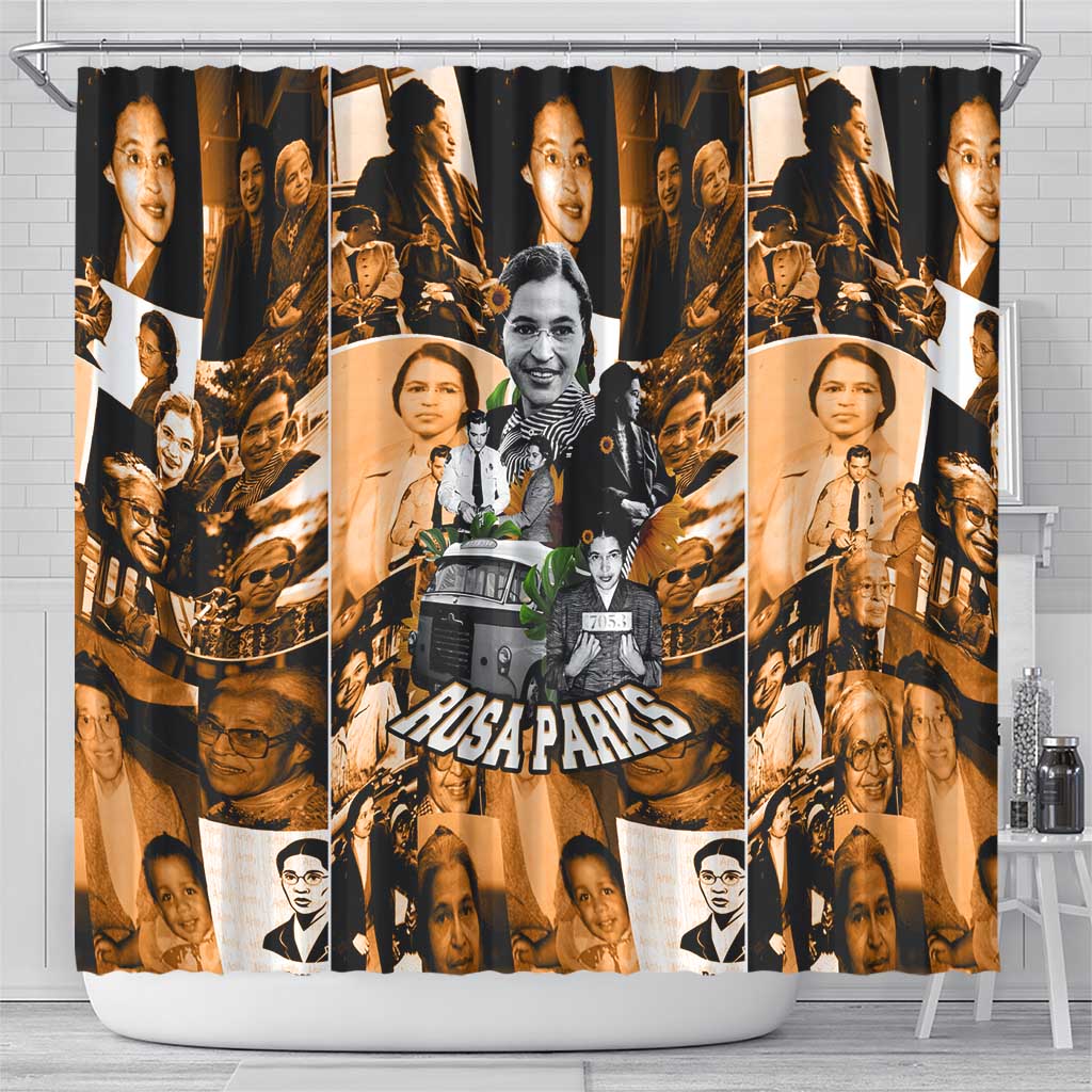 Rosa Parks Shower Curtain Sepia Collage Design Civil Rights Icon I Believe There Is Only One Race Quote - Wonder Print Shop