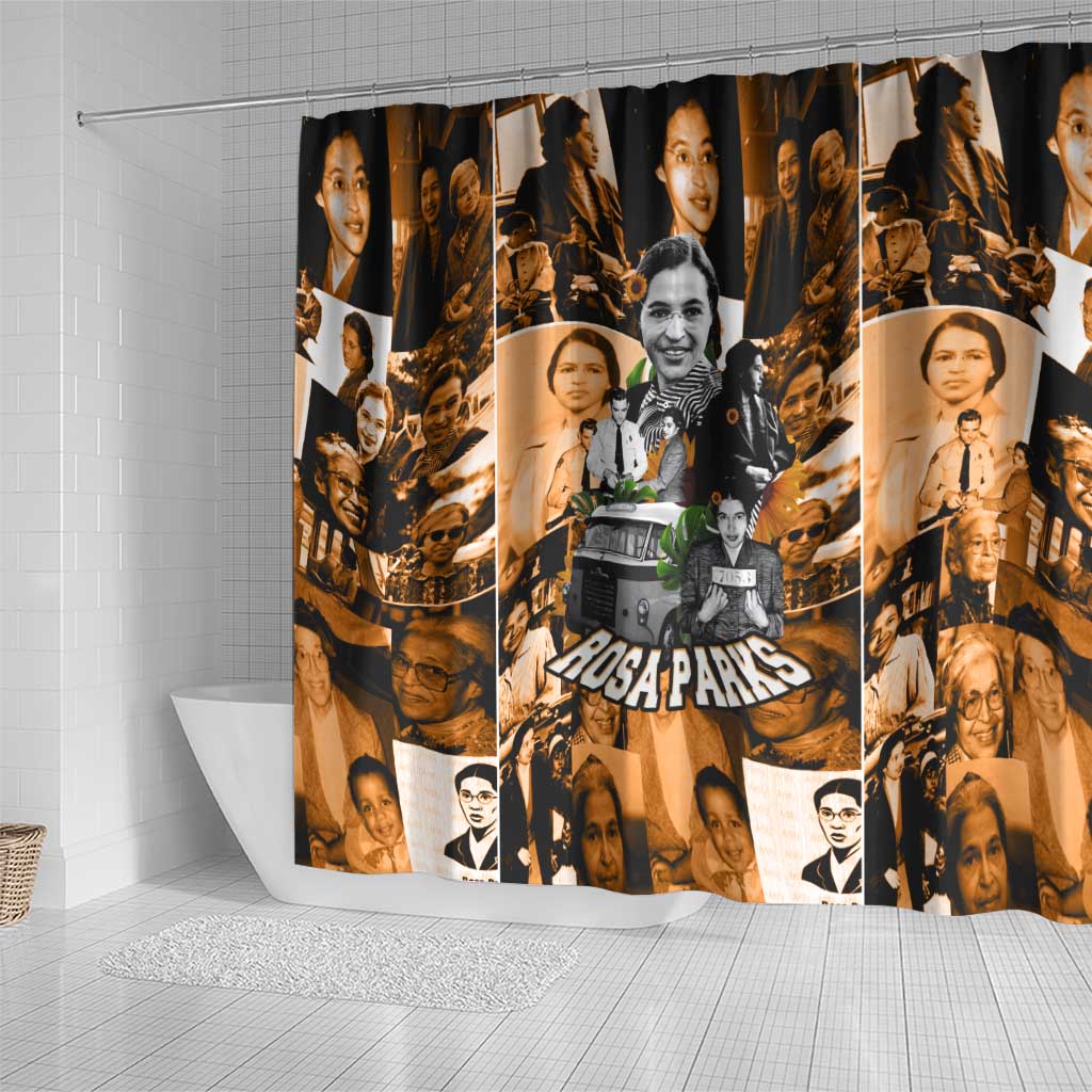 Rosa Parks Shower Curtain Sepia Collage Design Civil Rights Icon I Believe There Is Only One Race Quote - Wonder Print Shop