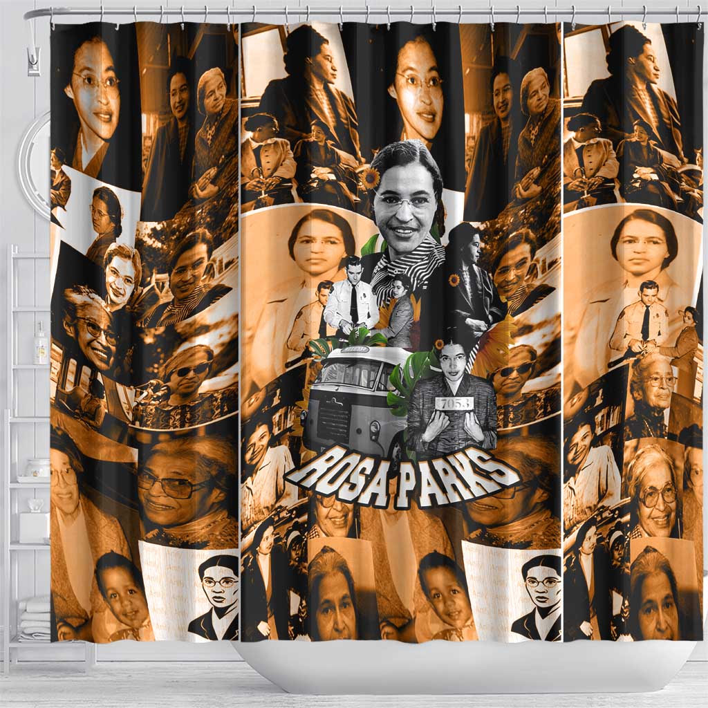 Rosa Parks Shower Curtain Sepia Collage Design Civil Rights Icon I Believe There Is Only One Race Quote - Wonder Print Shop