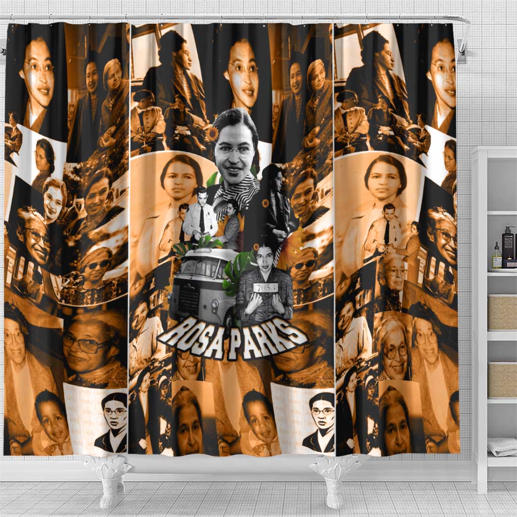 Rosa Parks Shower Curtain Sepia Collage Design Civil Rights Icon I Believe There Is Only One Race Quote - Wonder Print Shop
