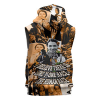 Rosa Parks Sleeveless Zip Hoodie Sepia Collage Design Civil Rights Icon I Believe There Is Only One Race Quote - Wonder Print Shop