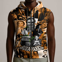 Rosa Parks Sleeveless Zip Hoodie Sepia Collage Design Civil Rights Icon I Believe There Is Only One Race Quote - Wonder Print Shop