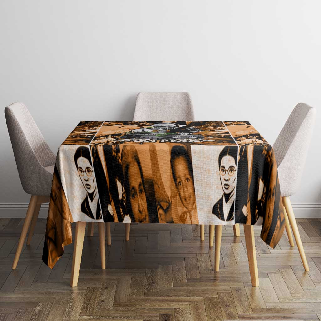Rosa Parks Tablecloth Sepia Collage Design Civil Rights Icon I Believe There Is Only One Race Quote - undefined