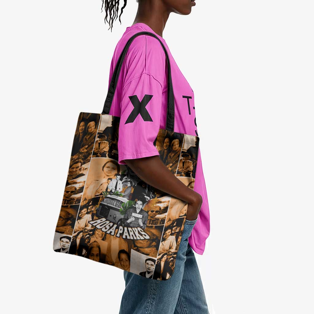 Rosa Parks Tote Bag Sepia Collage Design Civil Rights Icon I Believe There Is Only One Race Quote - Wonder Print Shop