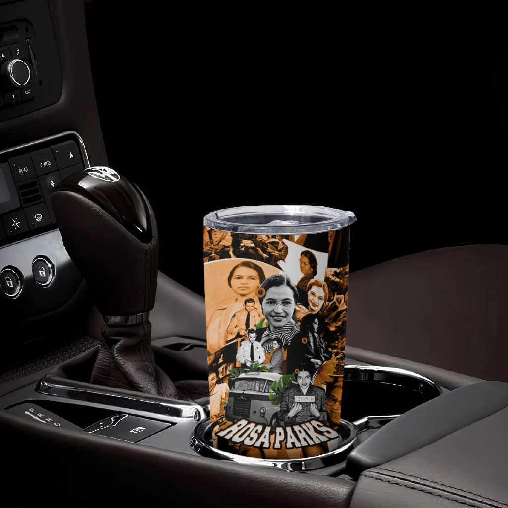 Rosa Parks Tumbler Cup Sepia Collage Design Civil Rights Icon I Believe There Is Only One Race Quote - Wonder Print Shop