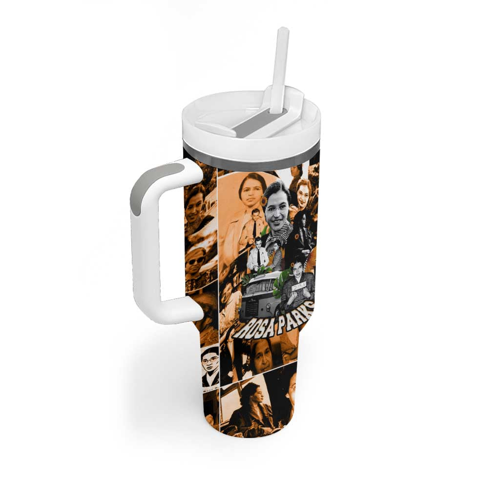 Rosa Parks Tumbler With Handle Sepia Collage Design Civil Rights Icon I Believe There Is Only One Race Quote - Wonder Print Shop
