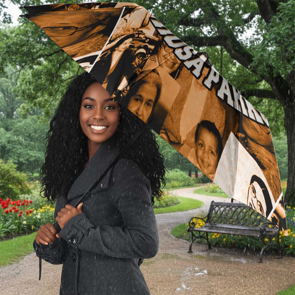 Rosa Parks Umbrella Sepia Collage Design Civil Rights Icon I Believe There Is Only One Race Quote - Wonder Print Shop