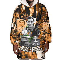 Rosa Parks Wearable Blanket Hoodie Sepia Collage Design Civil Rights Icon I Believe There Is Only One Race Quote - Wonder Print Shop