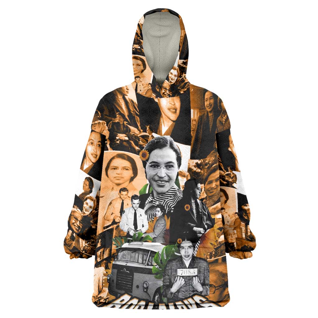 Rosa Parks Wearable Blanket Hoodie Sepia Collage Design Civil Rights Icon I Believe There Is Only One Race Quote - Wonder Print Shop