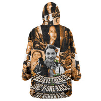 Rosa Parks Wearable Blanket Hoodie Sepia Collage Design Civil Rights Icon I Believe There Is Only One Race Quote - Wonder Print Shop