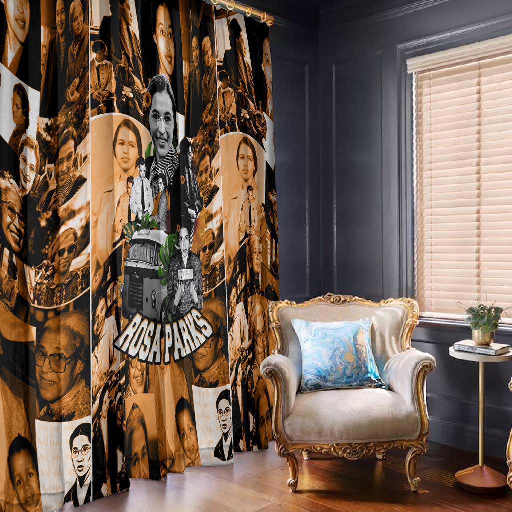 Rosa Parks Window Curtain Sepia Collage Design Civil Rights Icon I Believe There Is Only One Race Quote - Wonder Print Shop
