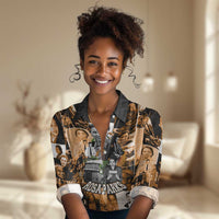 Rosa Parks Women Casual Shirt Sepia Collage Design Civil Rights Icon I Believe There Is Only One Race Quote - Wonder Print Shop