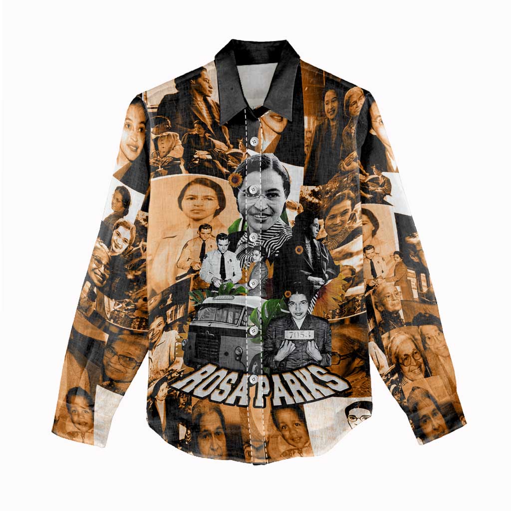 Rosa Parks Women Casual Shirt Sepia Collage Design Civil Rights Icon I Believe There Is Only One Race Quote - Wonder Print Shop