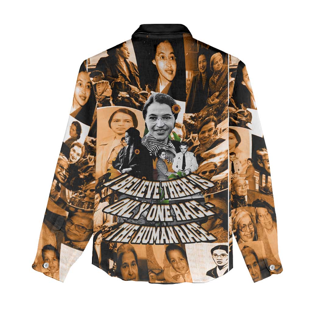 Rosa Parks Women Casual Shirt Sepia Collage Design Civil Rights Icon I Believe There Is Only One Race Quote - Wonder Print Shop