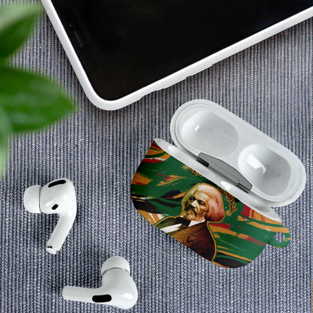 Frederick Douglass AirPods Case Green Abstract Design Civil Rights Leader Quote on Race and Humanity - Wonder Print Shop