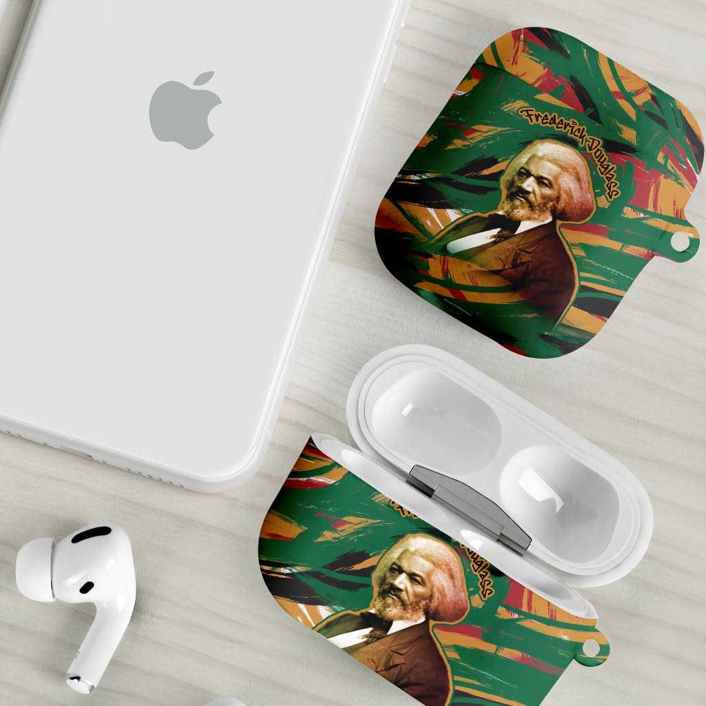 Frederick Douglass AirPods Case Green Abstract Design Civil Rights Leader Quote on Race and Humanity - Wonder Print Shop