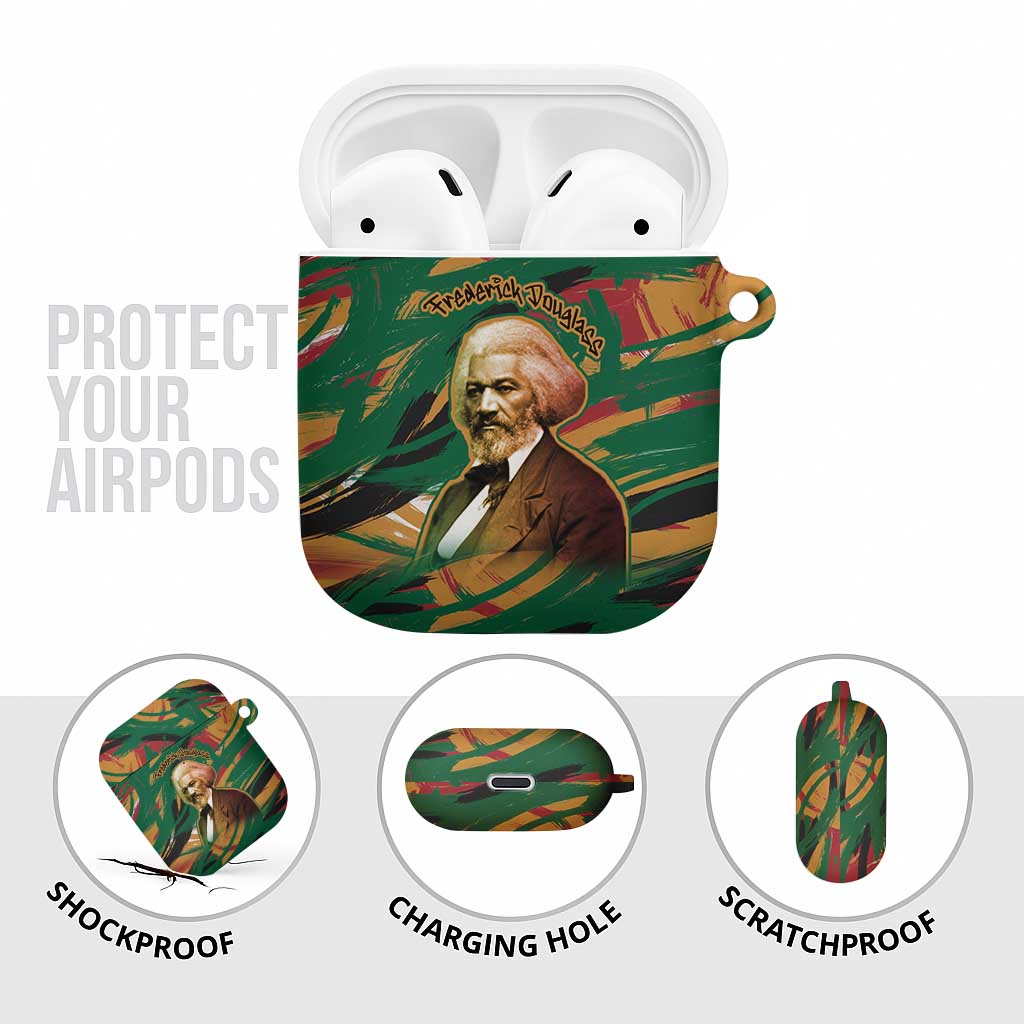 Frederick Douglass AirPods Case Green Abstract Design Civil Rights Leader Quote on Race and Humanity - Wonder Print Shop