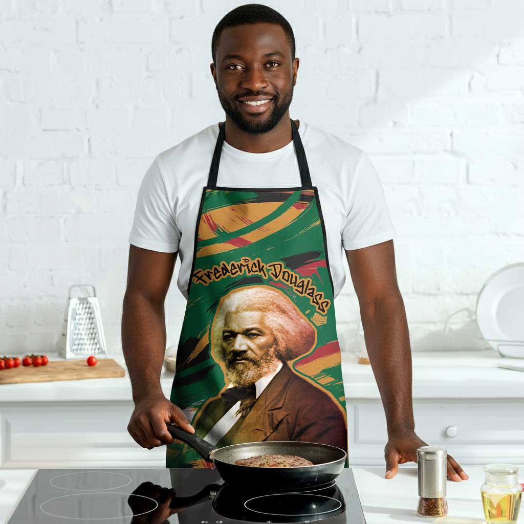 Frederick Douglass Apron Green Abstract Design Civil Rights Leader Quote on Race and Humanity - Wonder Print Shop