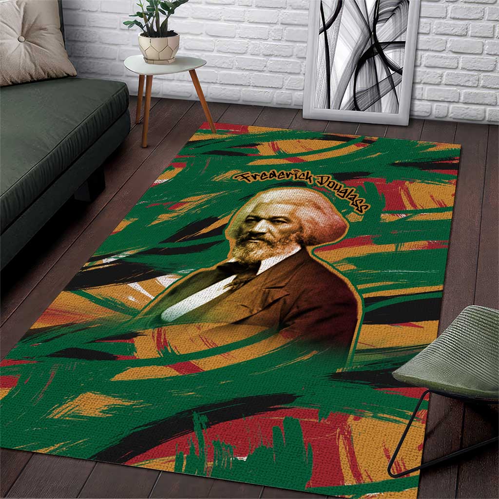 Frederick Douglass Area Rug Green Abstract Design Civil Rights Leader Quote on Race and Humanity - Wonder Print Shop
