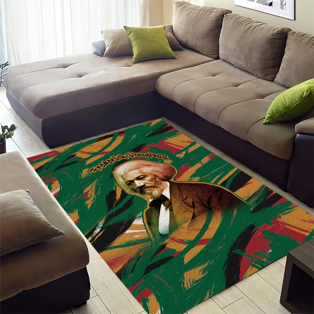 Frederick Douglass Area Rug Green Abstract Design Civil Rights Leader Quote on Race and Humanity - Wonder Print Shop
