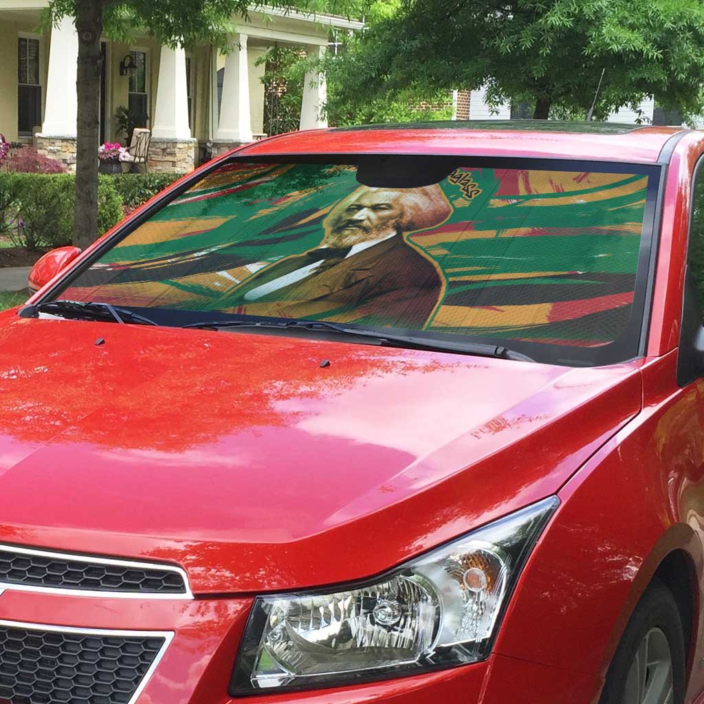 Frederick Douglass Auto Sun Shade Green Abstract Design Civil Rights Leader Quote on Race and Humanity - Wonder Print Shop