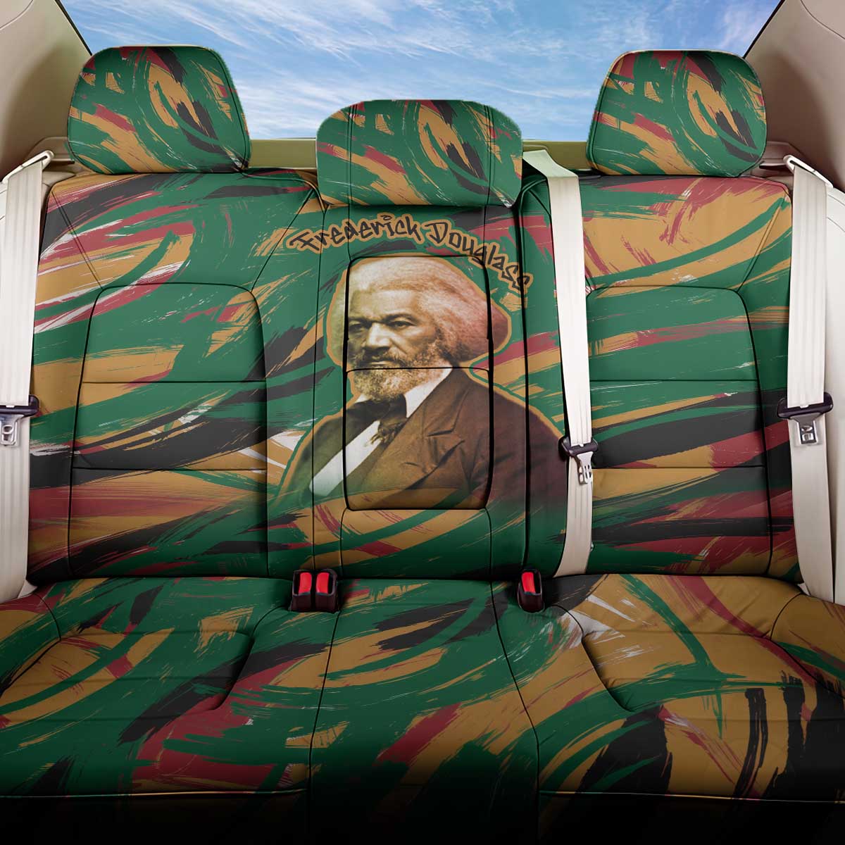 Frederick Douglass Back Car Seat Cover Green Abstract Design Civil Rights Leader Quote on Race and Humanity - Wonder Print Shop