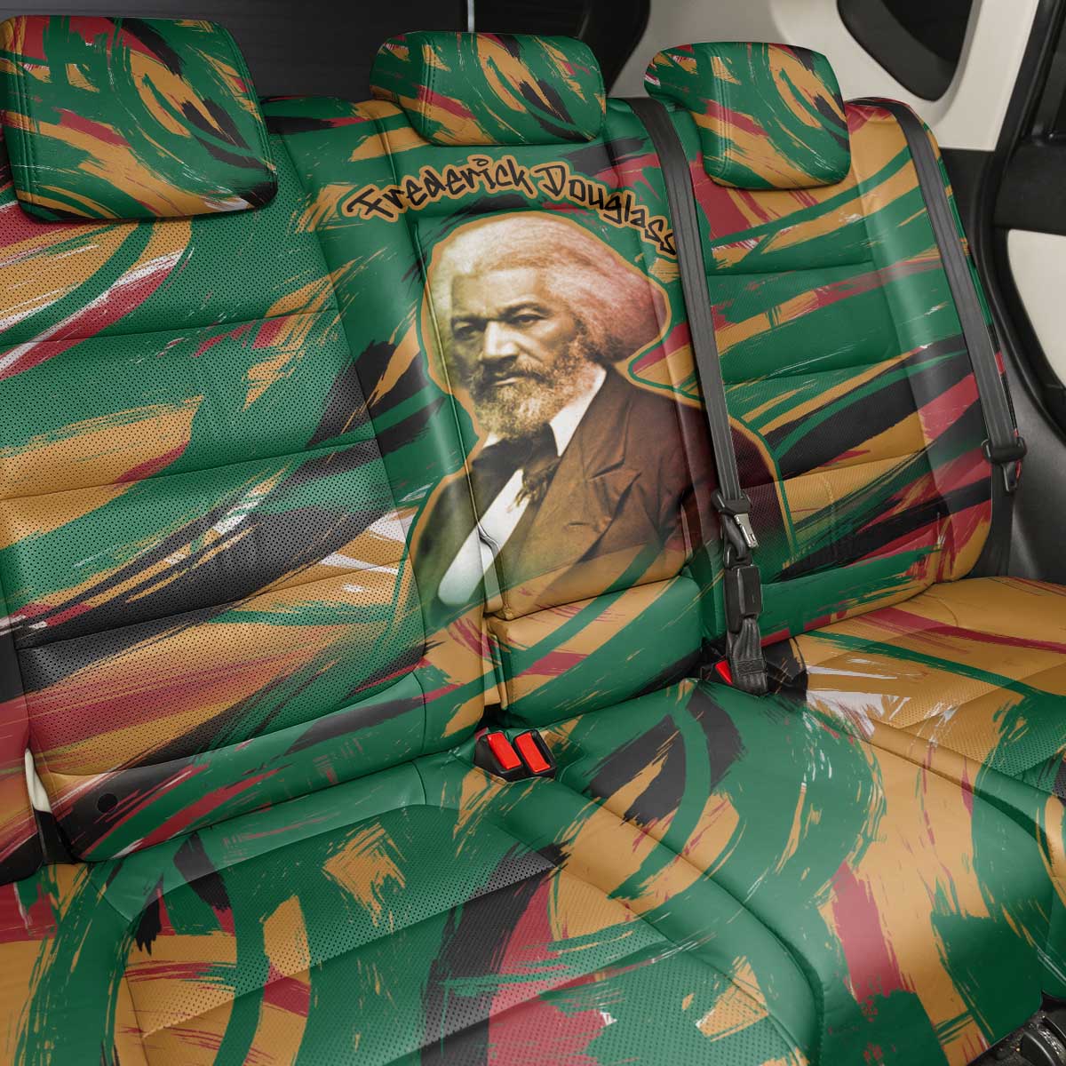 Frederick Douglass Back Car Seat Cover Green Abstract Design Civil Rights Leader Quote on Race and Humanity - Wonder Print Shop