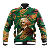 Frederick Douglass Baseball Jacket Green Abstract Design Civil Rights Leader Quote on Race and Humanity - Wonder Print Shop